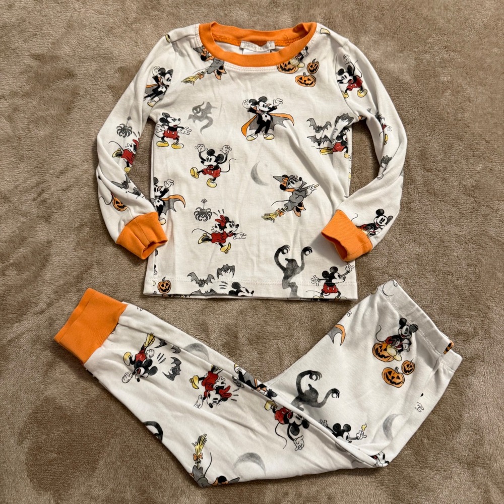 Pottery Barn Kids Disney Mickey Mouse Halloween Organic Cotton Pajamas 3T Set